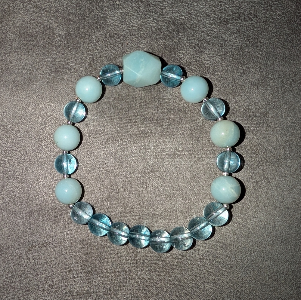 Amazonite And Glass Stretch Bracelet